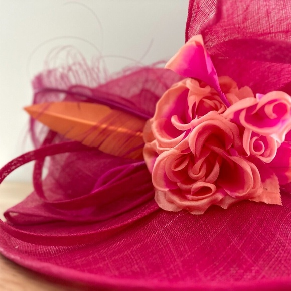 Gorgeous KY Derby Designer Hat, Fushcia/Pink, One of a Kind Large  - Giovannio - Picture 2 of 11